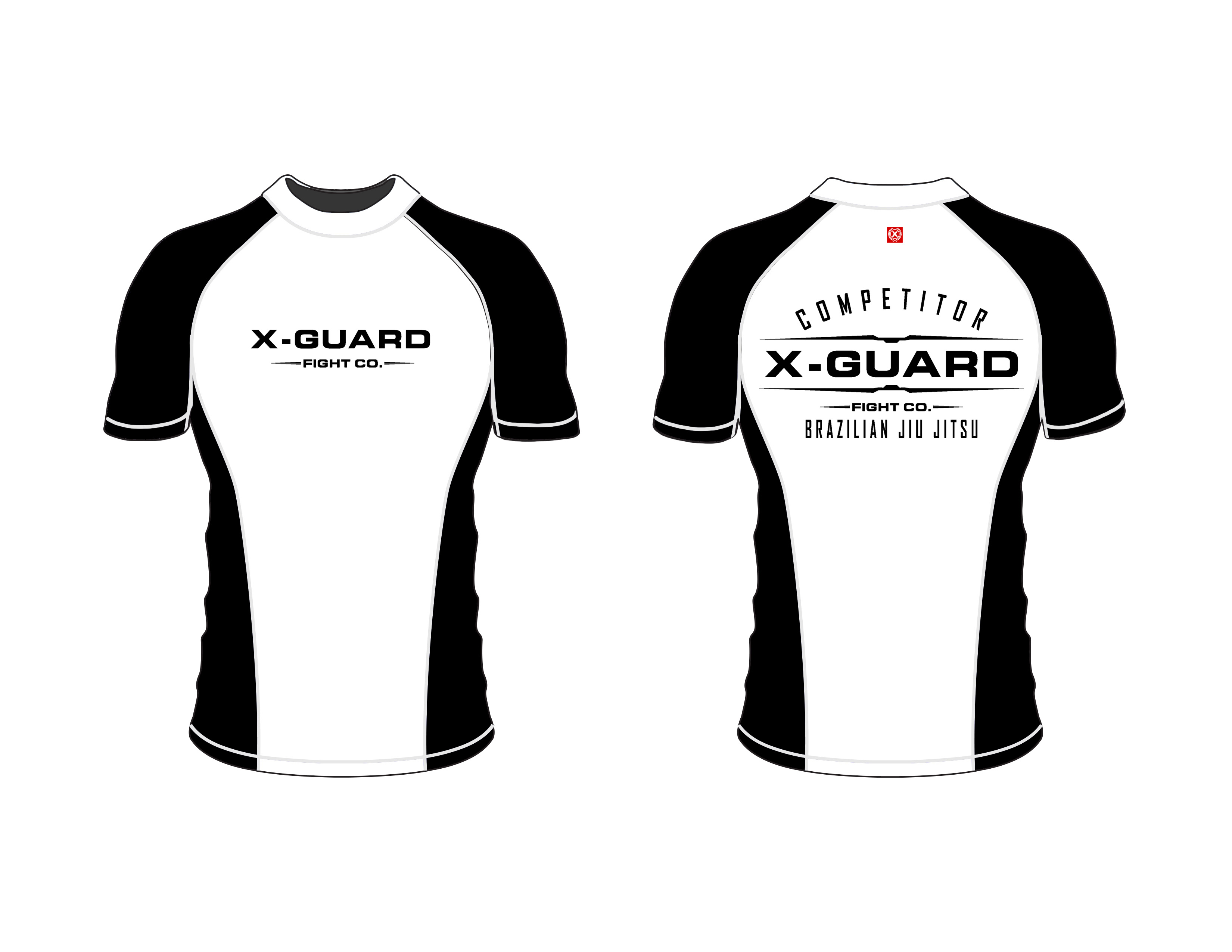 Download Comp Team Rash Guard (Black or White Rank) | X-Guard Brand: Brazilian Jiu Jitsu Fight Wear