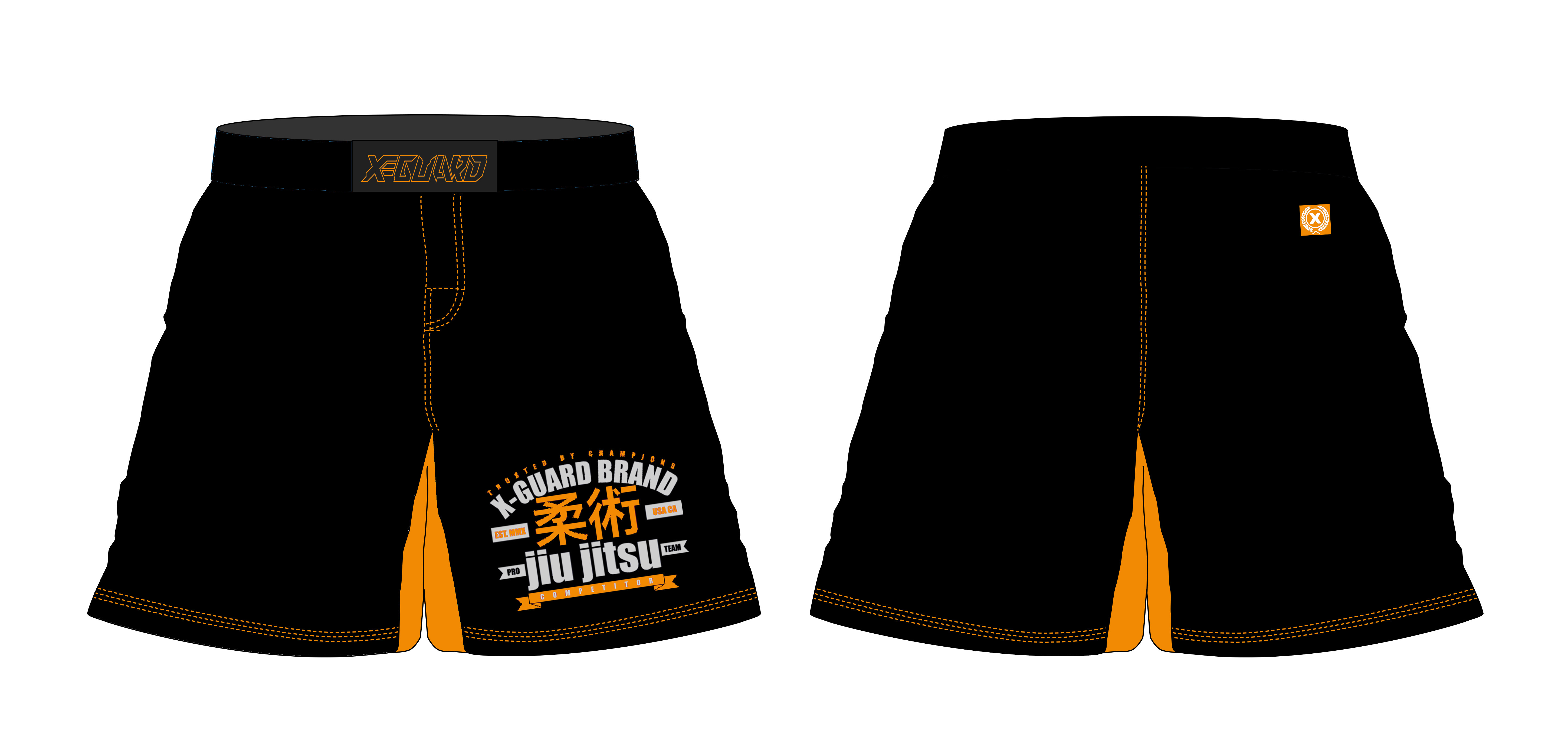 Download Black / Orange Fight Shorts | X-Guard Brand: Brazilian Jiu ...